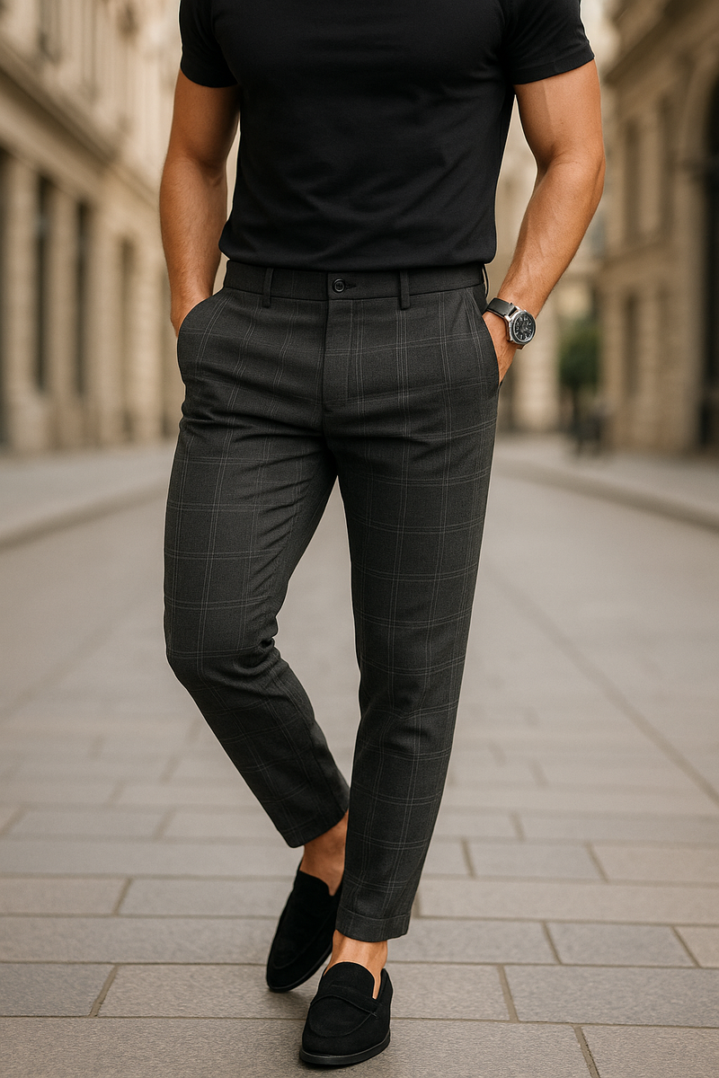 Elegant Checked Men's Trousers | Comfortable, Tailored Fit, Versatile Style